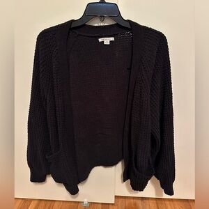 American Eagle Black Waffle Knit Cardigan